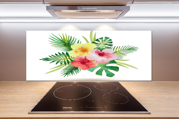 Pannello paraschizzi cucina con motivo di fiori hawaiani