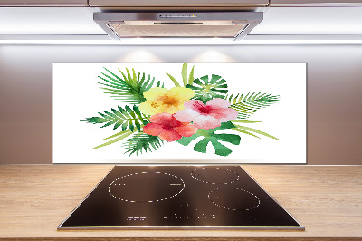 Pannello paraschizzi cucina con motivo di fiori hawaiani