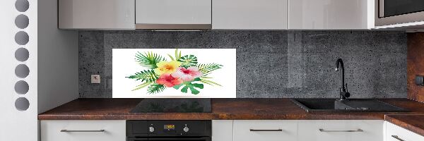 Pannello paraschizzi cucina con motivo di fiori hawaiani