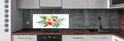 Pannello paraschizzi cucina con motivo di fiori hawaiani