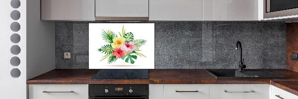 Pannello paraschizzi cucina con motivo di fiori hawaiani