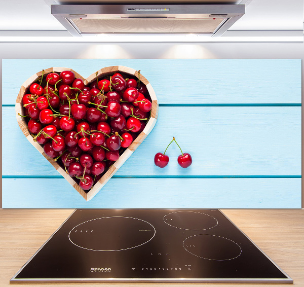 Pannello paraschizzi cucina con motivo cuore di ciliegia