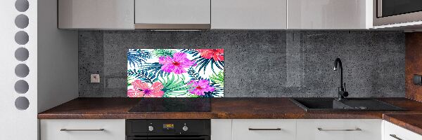 Pannello retrocucina con motivo di fiori hawaiani