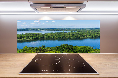 Pannello paraschizzi cucina con motivo della foresta in riva al lago