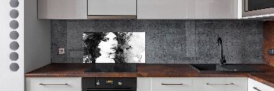 Pannello retrocucina con stampa raffigurante il ritratto di una donna