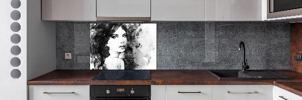 Pannello retrocucina con stampa raffigurante il ritratto di una donna