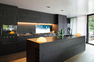 Pannello paraschizzi cucina con motivo di piume blu