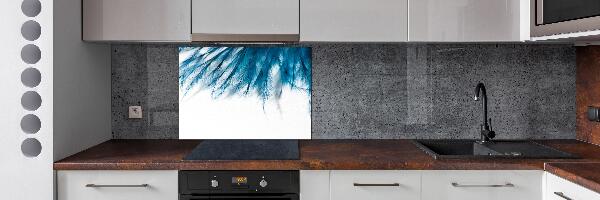 Pannello paraschizzi cucina con motivo di piume blu