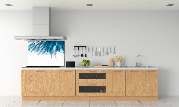 Pannello paraschizzi cucina con motivo di piume blu