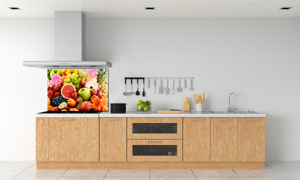 Rivestimento parete cucina con motivo di frutti colorati