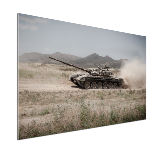 Pannello retrocucina con stampa raffigurante un carro armato nel deserto