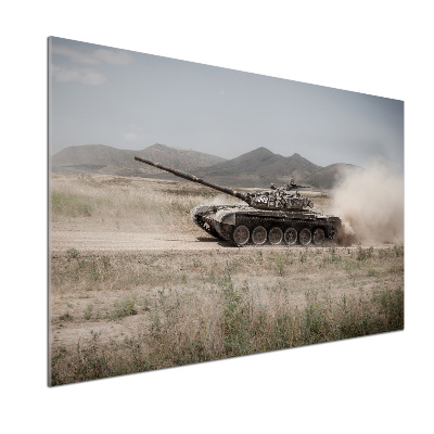 Pannello retrocucina con stampa raffigurante un carro armato nel deserto