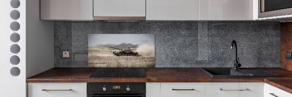 Pannello retrocucina con stampa raffigurante un carro armato nel deserto