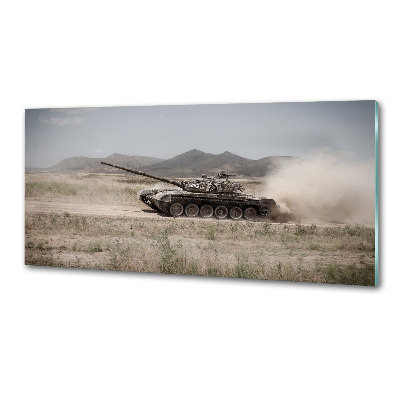 Pannello retrocucina con stampa raffigurante un carro armato nel deserto