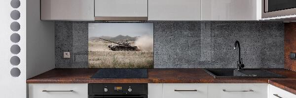 Pannello retrocucina con stampa raffigurante un carro armato nel deserto