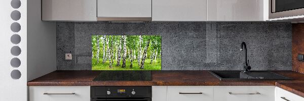 Pannello retrocucina con motivo Foresta di betulle