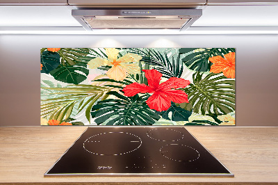 Pannello paraschizzi cucina con motivo di fiori hawaiani