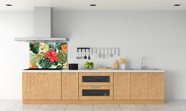 Pannello paraschizzi cucina con motivo di fiori hawaiani