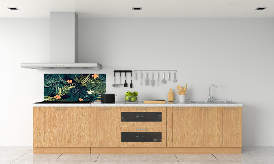 Rivestimento parete cucina con motivo a foglie tropicali