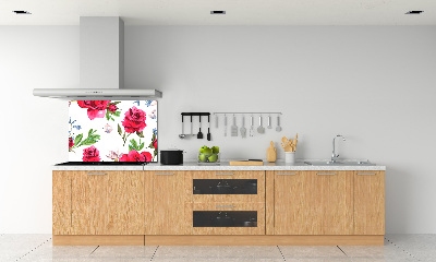Pannello retrocucina con motivo di rose rosse