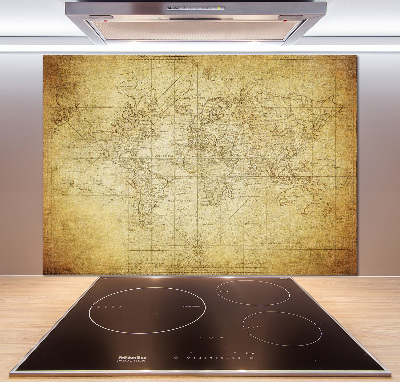 Pannello retrocucina con stampa della vecchia mappa del mondo
