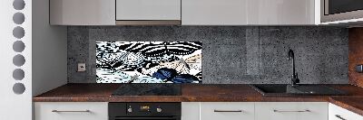 Pannello paraschizzi cucina con motivo di farfalle e fiori