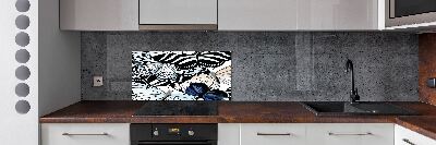 Pannello paraschizzi cucina con motivo di farfalle e fiori