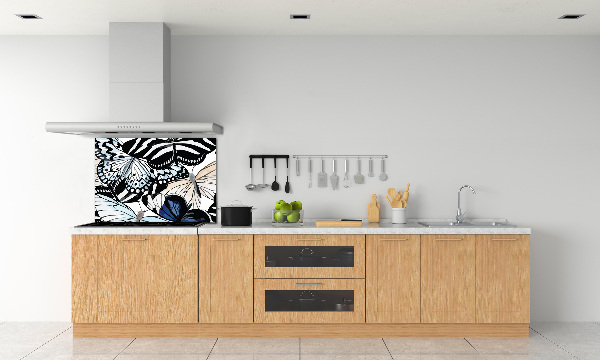 Pannello paraschizzi cucina con motivo di farfalle e fiori