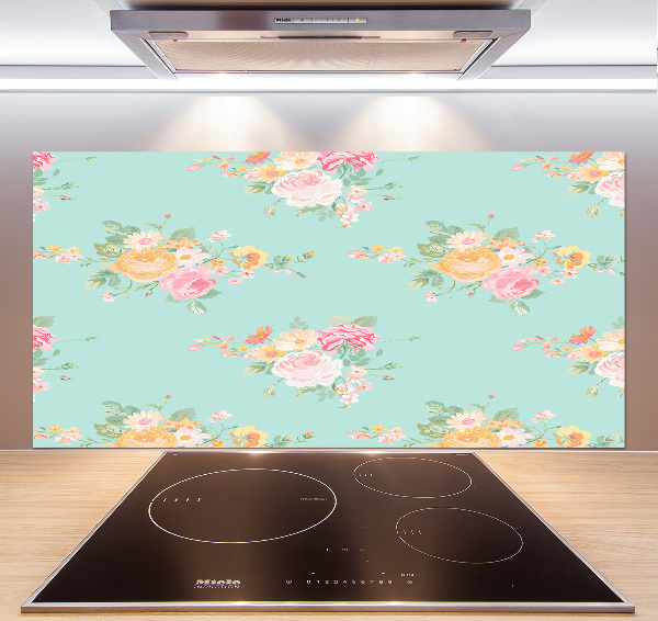 Rivestimento parete cucina con motivo floreale