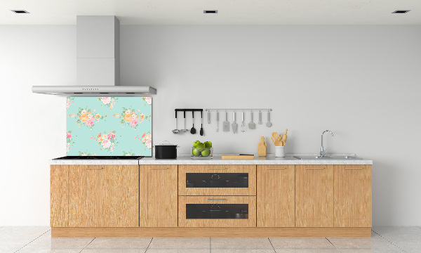 Rivestimento parete cucina con motivo floreale