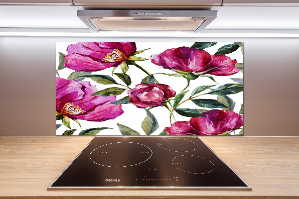 Pannello retrocucina con motivo peonie rosa
