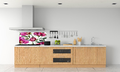 Pannello retrocucina con motivo peonie rosa