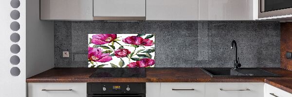 Pannello retrocucina con motivo peonie rosa