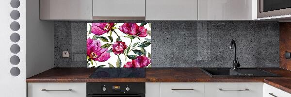 Pannello retrocucina con motivo peonie rosa