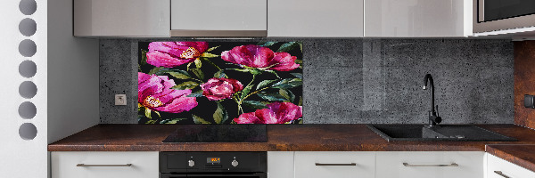 Pannello paraschizzi cucina con motivo di peonie rosa