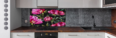 Pannello paraschizzi cucina con motivo di peonie rosa