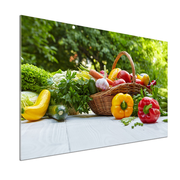 Rivestimento parete cucina con motivo cesto di verdure