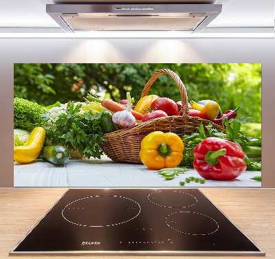 Rivestimento parete cucina con motivo cesto di verdure