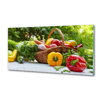 Rivestimento parete cucina con motivo cesto di verdure