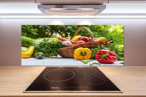 Rivestimento parete cucina con motivo cesto di verdure
