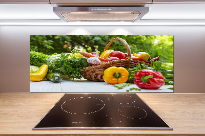 Rivestimento parete cucina con motivo cesto di verdure