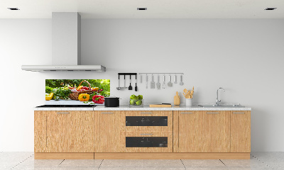Rivestimento parete cucina con motivo cesto di verdure