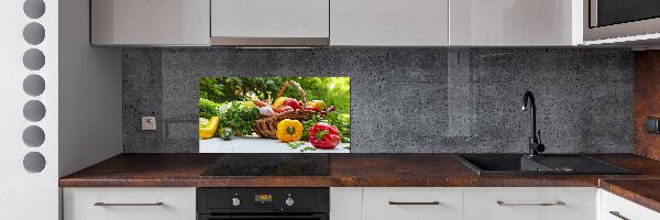 Rivestimento parete cucina con motivo cesto di verdure