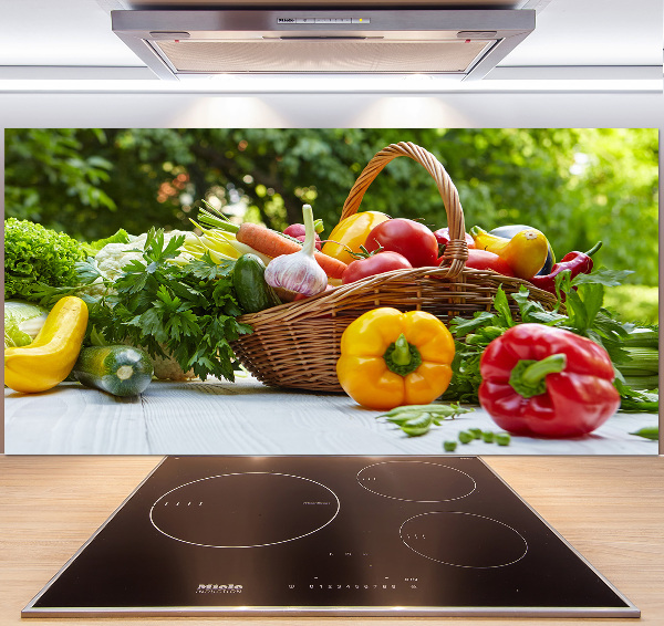 Rivestimento parete cucina con motivo cesto di verdure