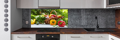 Rivestimento parete cucina con motivo cesto di verdure