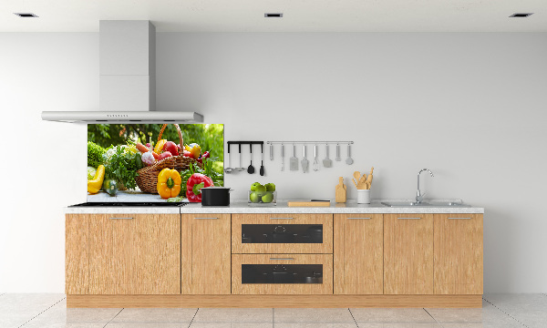 Rivestimento parete cucina con motivo cesto di verdure
