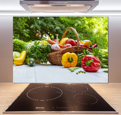 Rivestimento parete cucina con motivo cesto di verdure