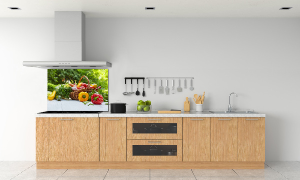 Rivestimento parete cucina con motivo cesto di verdure