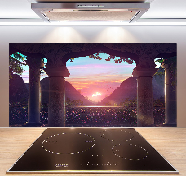 Pannello retrocucina con motivo di architettura orientale