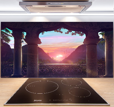 Pannello retrocucina con motivo di architettura orientale